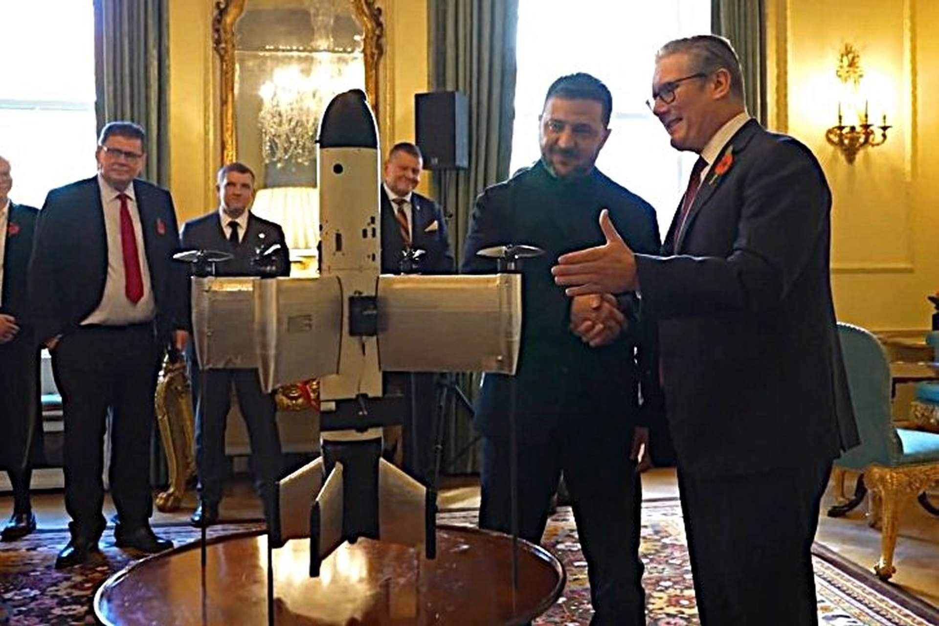 The Octopus-100 is presented as an interceptor-class drone, a category conceived to counter hostile unmanned threats and protect critical assets (Picture Source: Office of the President of Ukraine)