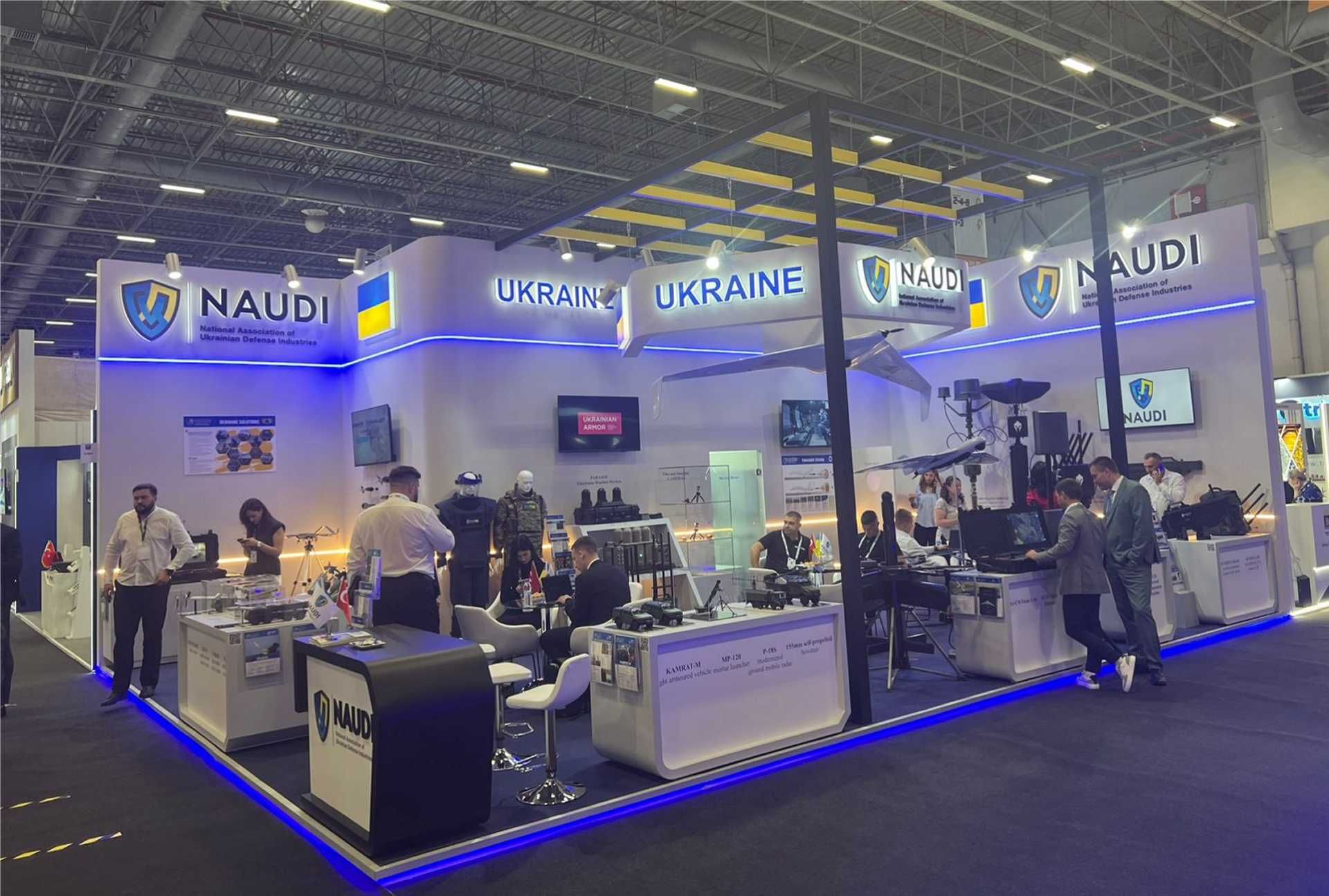 Ukrainian defense companies showcase domestically developed military technologies during a previous international defense exhibition. At Eurosatory 2026, Ukraine is expected to present a new generation of combat-proven drones, missiles, electronic warfare systems, and air defense solutions shaped by operational experience gained during the war against Russia.