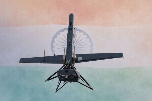 V-BAT is an ISR drone, but with EO/IR, optional SAR, and a laser designator it can find, track, and mark targets for artillery or precision fires, using Hivemind autonomy to keep operating under jamming and degraded GPS (Picture source: Army Recognition Edit).