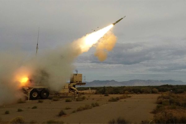PATRIOT GEM-T missile: an upgraded interceptor designed to destroy cruise missiles, drones, and tactical ballistic missiles using enhanced guidance and proximity-fuze detonation for greater effectiveness against maneuvering and low-signature threats.