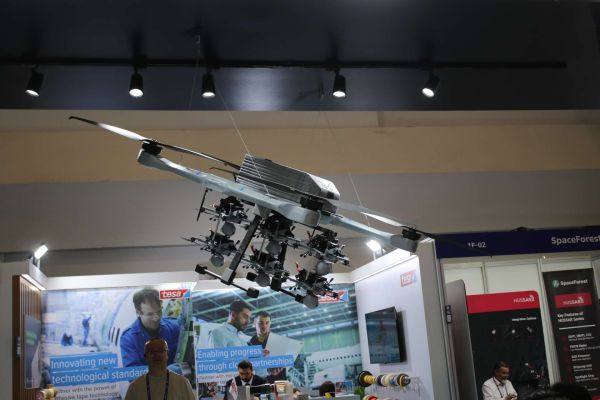 Zyrone Dynamics unveiled at SAHA Expo 2026 in Istanbul a new ZD 300 drone carrier configuration capable of deploying six Titra Merkut FPV kamikaze drones for contested logistics and precision strike missions (Picture Source: Army Recognition Group)