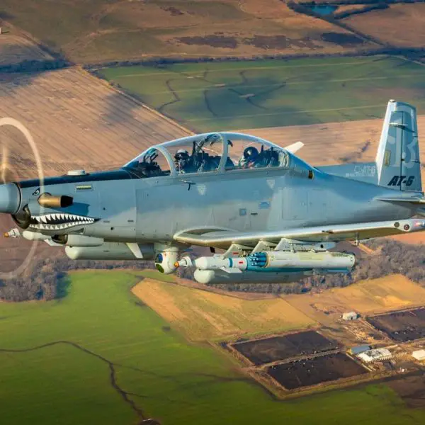 Textron’s AT-6 Wolverine pairs modular sensors and weapons, including the MX-15D turret and APKWS II rockets, for counter-UAV and close support missions (Picture Source: Textron)