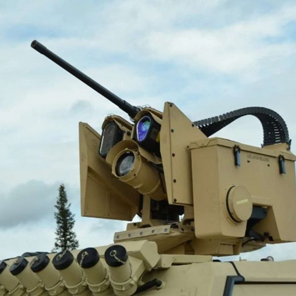 Sweden’s new PROTECTOR RS4 remote weapon station gives CV90s stabilised 360-degree fire with day/night sensors, enabling accurate under armour use of 7.62 mm or 12.7 mm machine guns and 40 mm grenade launchers against close range and drone threats (Picture source: Konsberg).