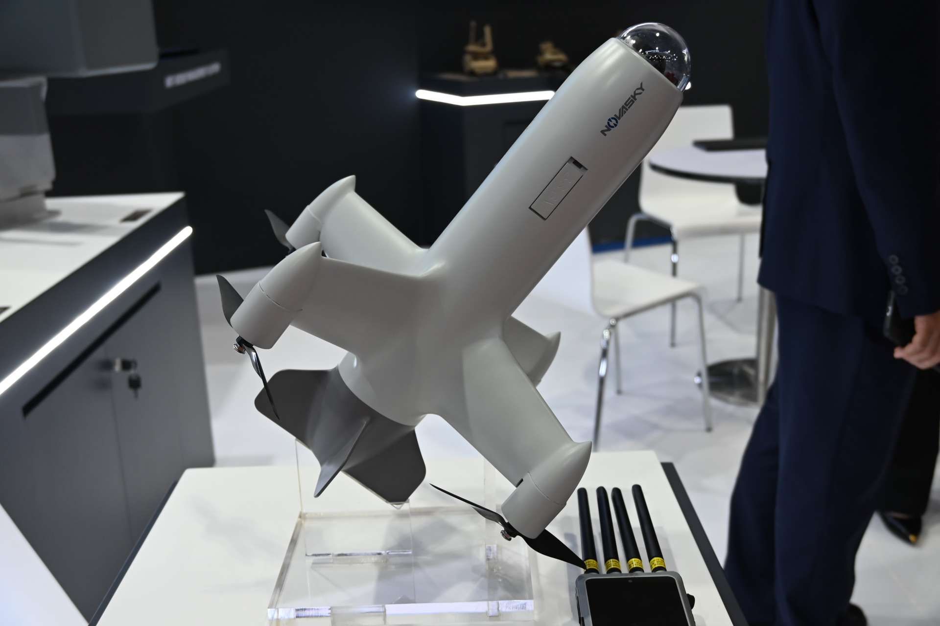 Novasky used DSA 2026 in Kuala Lumpur to introduce its KC300 system, a compact four-cell launcher deploying high-speed kinetic interceptor drones to give Southeast Asian forces a low-cost, rapid-response option against short-range UAV threats (Picture Source: Army Recognition Group)