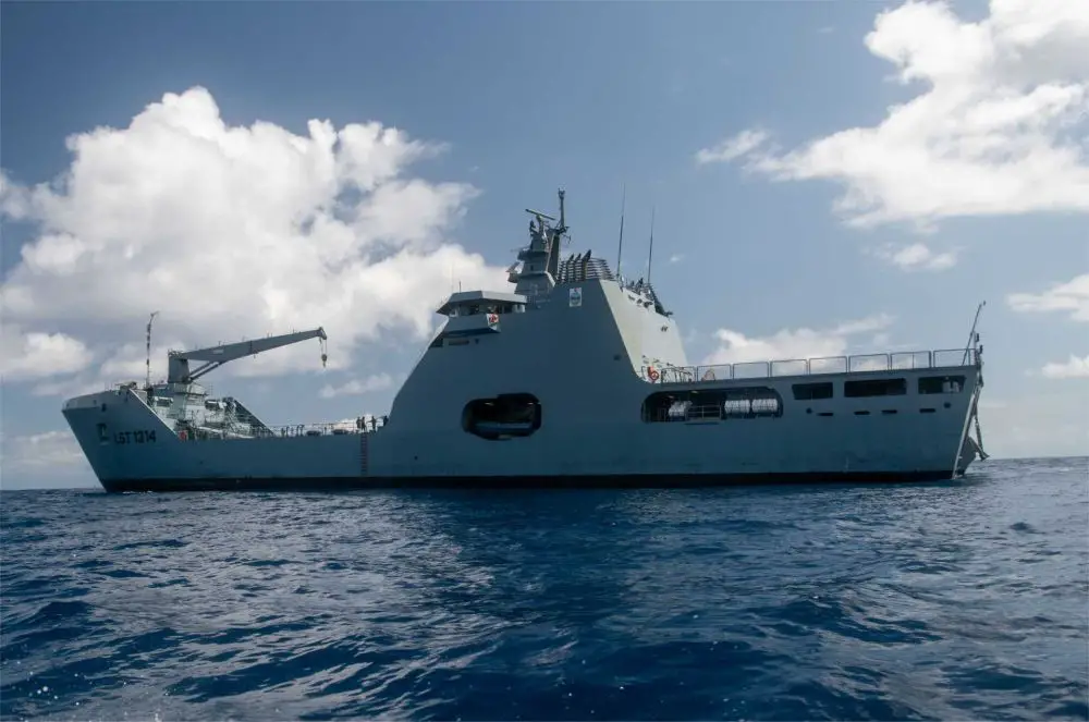 Nigerian Navy’s LST 100 landing ship NNS Kada transits through the Gulf of Guinea. The U.S. Navy has selected the Damen-designed vessel as the foundation for its future Medium Landing Ship to support U.S. Marine Corps operations in contested littoral environments.