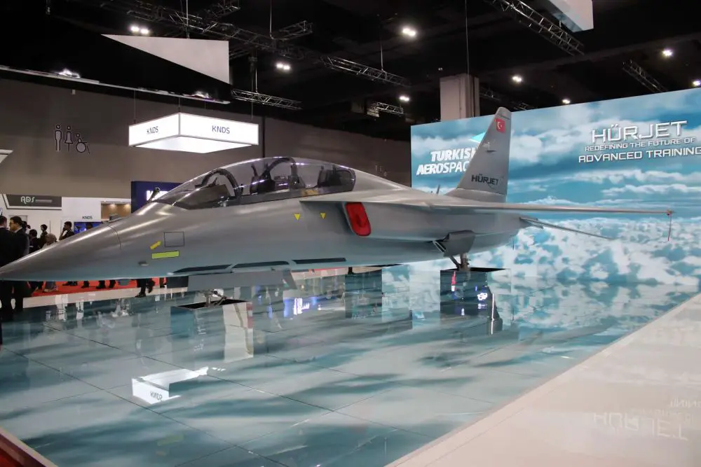 Turkish Aerospace has begun developing a carrier-capable Hürjet variant for Türkiye’s future MUGEM aircraft carrier, aiming to support naval training, armed reconnaissance, limited strike missions, and Blue Homeland operations with a manned aircraft adapted for arrested landings and maritime conditions (Picture source: Army Recognition Group).