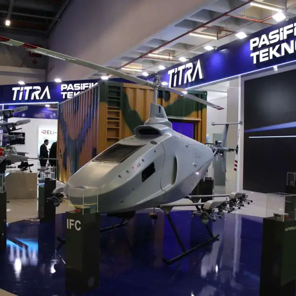 Turkish defense company Titra unveiled an Alpin unmanned helicopter carrying eight Merküt FPV kamikaze drones at SAHA Expo 2026, showcasing a new airborne launch concept designed for NATO-style contested drone warfare (Picture Source: Army Recognition Group)
