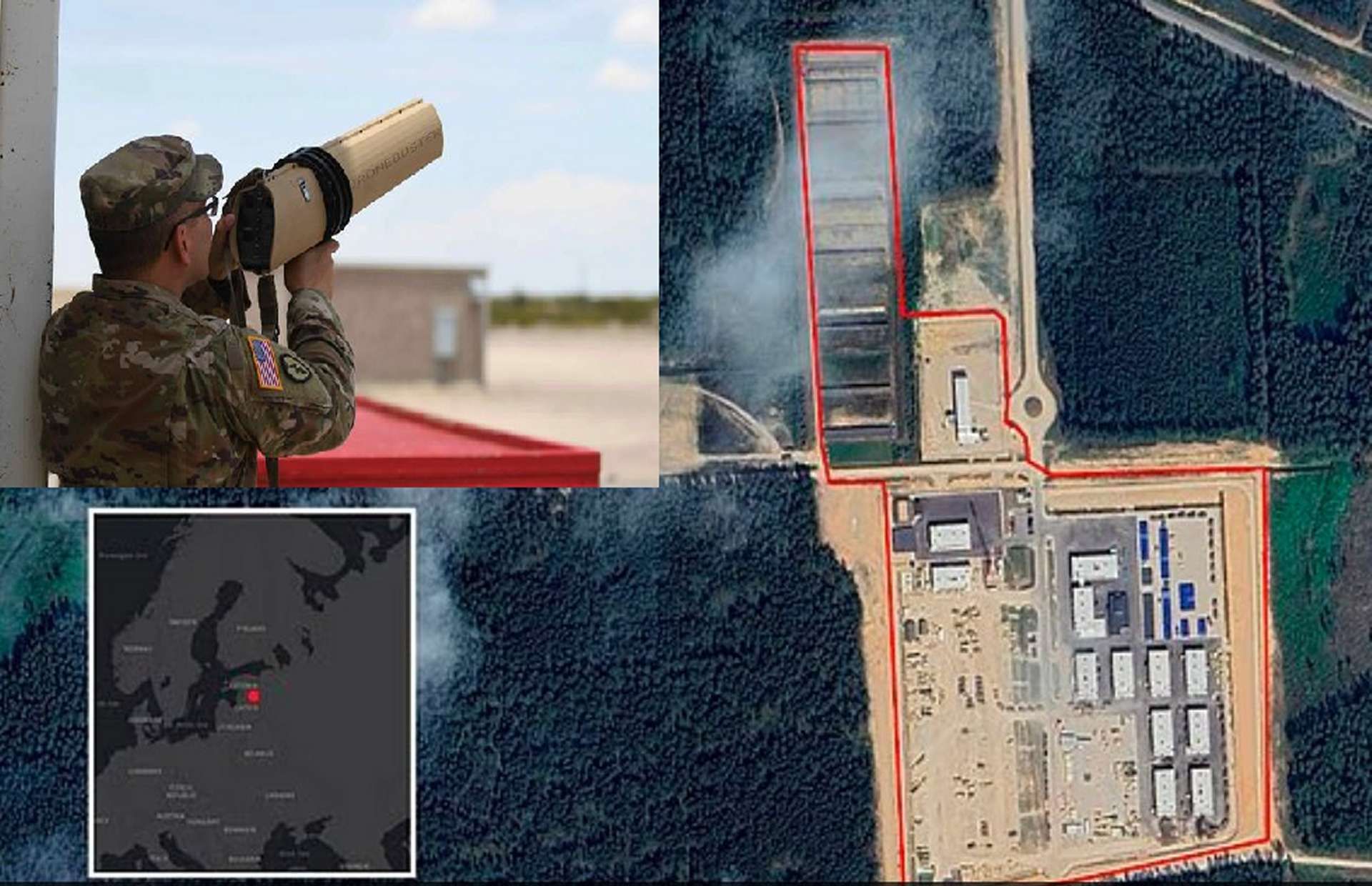 Reedo Barracks, South Estonia, where NATO forces used an anti-drone rifle to disable an unidentified UAV detected near the base, located just 30 kilometers from the Russian border (Picture source: Social media/ U.S. Army).
