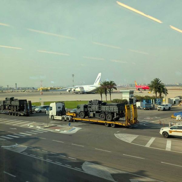 A Ukrainian An-124 was recorded loading Spyder air defense launchers in Tel Aviv, then tracked to Tbilisi, according to publicly available flight data and imagery, and neither Israel nor Georgia has confirmed the transfer. (Picture source: X/Arab-Military)