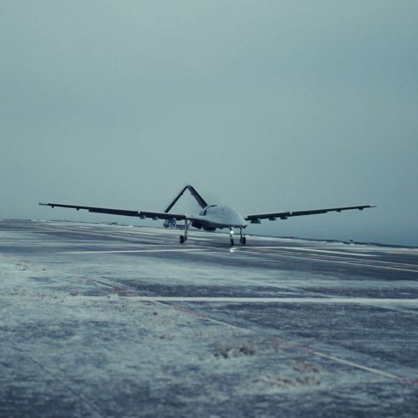 Bayraktar TB3 flies from TCG ANADOLU in Baltic winter during NATO Steadfast Dart 2026 exercise. (Picture source: Baykar)