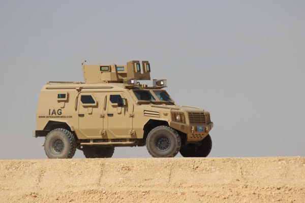 The new IAG Pirin 4x4 Armored Personnel Carrier performs a live mobility demonstration at World Defense Show 2026 in Saudi Arabia