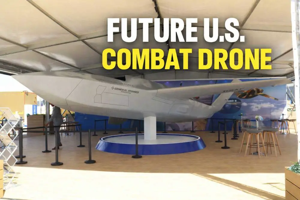 Full-scale model of General Atomics’ Gambit Collaborative Combat Aircraft (CCA) unveiled at World Defense Show 2026 in Saudi Arabia, marking the company’s first Middle East presentation of its next-generation CCA family designed for manned-unmanned teaming operations.