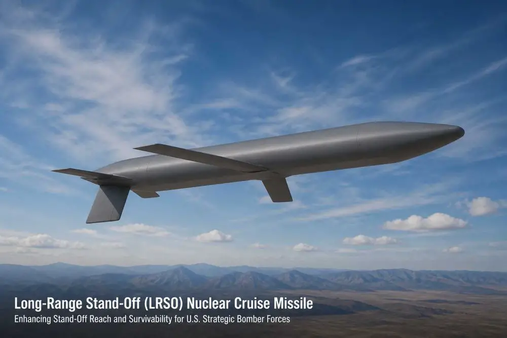 Long-Range Stand-Off (LRSO) nuclear cruise missile enhances U.S. strategic deterrence with extended-range precision strike capability, replacing the AGM-86B and enabling survivable engagement of high-value targets from outside contested airspace.
