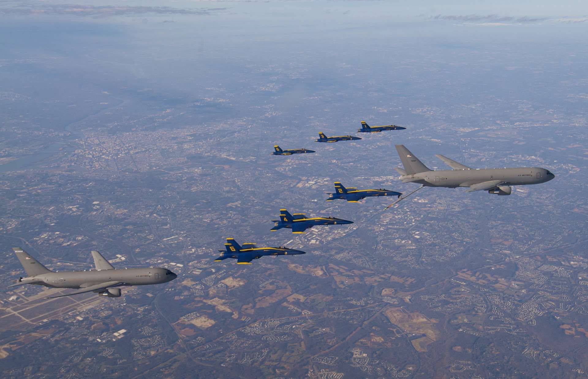 The KC-46A Pegasus combines long-range refueling, strategic airlift, and advanced defensive systems in a single platform, using fly-by-wire boom technology, multi-point drogues, and a modern digital cockpit to support U.S. and NATO air operations in contested environments (Picture source: U.S. DoW).