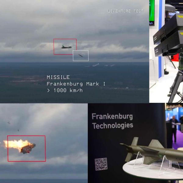 Newly released footage shows Estonia’s Frankenburg Technologies Mark I mini-missile successfully intercepting a Shahed-type attack drone, highlighting a push toward lower-cost, scalable air defense against mass drone threats (Picture Source: Army Recognition Group / Frankenburg Technologies)