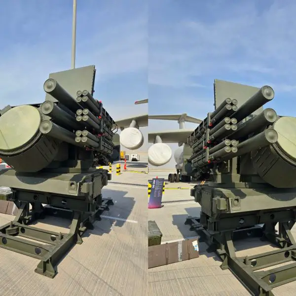 Russia’s new Pantsir SMD-E air defense module, unveiled in Dubai, features a missile-only turret with up to 48 mini interceptors, a modern radar and electro-optical suite, and multi-channel tracking, delivering high-density protection against drones, FPV threats and low-flying munitions for fixed site defense (Picture source: social media).