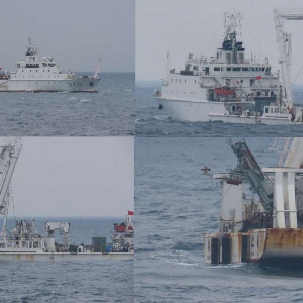 Chinese survey ship Xiang Yang Hong 22 operates inside Japan’s EEZ near the Senkaku Islands while deploying oceanographic equipment linked to seabed mapping and undersea surveillance. The incident highlights China’s use of “research” vessels to support future submarine operations and why Japan closely monitors such missions (Picture source: Japan MoD).