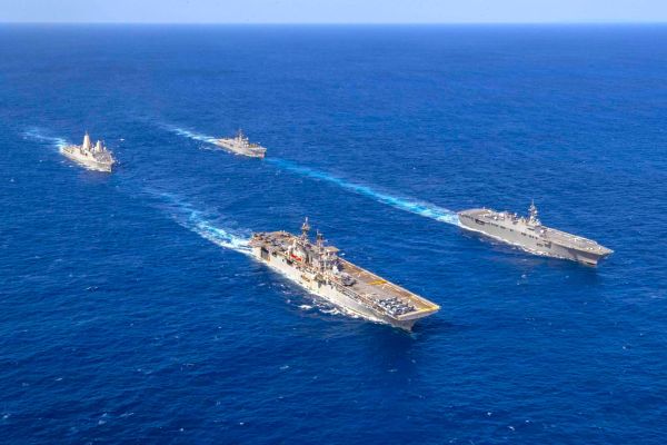 USS Tripoli led a joint U.S.-Japan naval formation during Iron Fist 2026, underscoring expanding allied amphibious interoperability and Indo-Pacific readiness (Picture Source: U.S. INDOPACOM)