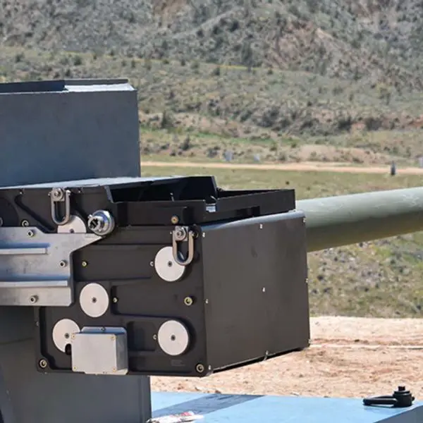 Northrop Grumman’s 50mm XM913 Bushmaster Chain Gun pairs dual-feed firepower with programmable air-burst and armor-piercing rounds, enabling accurate fire on the move and rapid defeat of armored and protected targets for the U.S. Army’s XM30 (Picture source: Northrop Grumman).