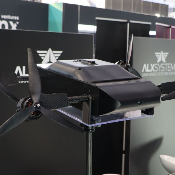 Belgian firm ALX Systems unveils a domestically developed loitering munition at BEDEX 2026 in Brussels. (Picture source: Army Recognition)