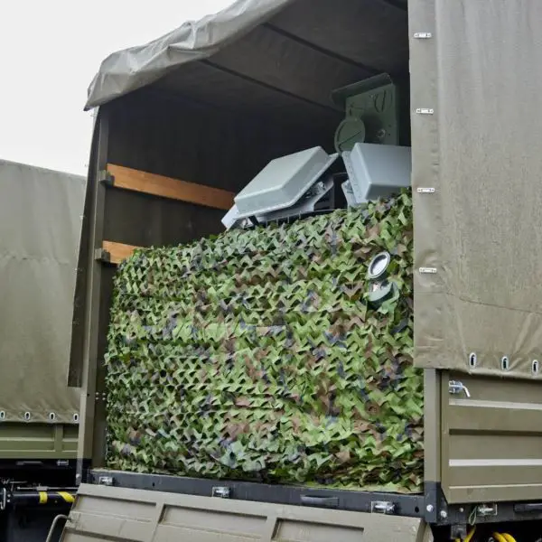 The entire system, including the command and control station, fits in the body of an all-terrain truck, enabling setup within minutes and rapid displacement