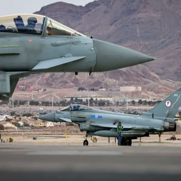 Allied fighter aircraft from the United States, the United Kingdom and Australia operate over Nevada during Red Flag 26-1, testing coalition air combat tactics, interoperability and mission command in a realistic, high-threat training environment (Picture source: UK MoD).