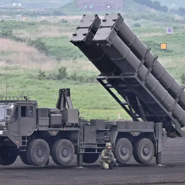 The Japan Ground Self-Defense Force unveiled its new Type-12 coastal defense anti-ship missile launcher during the Fuji Firepower Exercise on June 8, 2025, at the Higashi-Fuji training area in Shizuoka Prefecture. (Picture source: Japanese MoD)