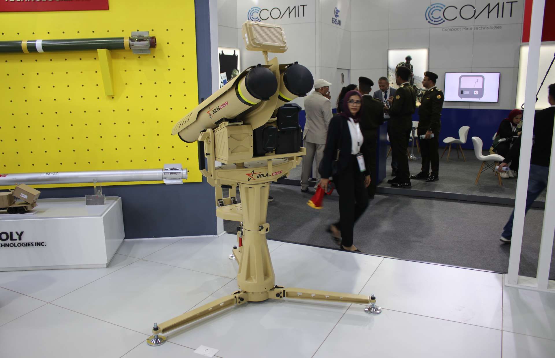 Twin tube Bolas GAM 102LR launcher shown at EDEX 2025, featuring a fifth-generation long-range ATGM with fire and forget and man in the loop guidance, dual band IR and TV seeker, top attack capability, and a range advertised between 6 and 10 km, designed for both dismounted teams and vehicle integration (Picture source: Army Recognition Group).