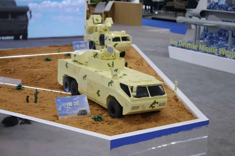 At World Defence Show 2026 in Riyadh, China’s CPMIEC unveiled its truck-mounted LW 30 laser weapon system, positioning it as a counter-drone solution tailored for Gulf air defense needs (Picture Source: Army Recognition Group)