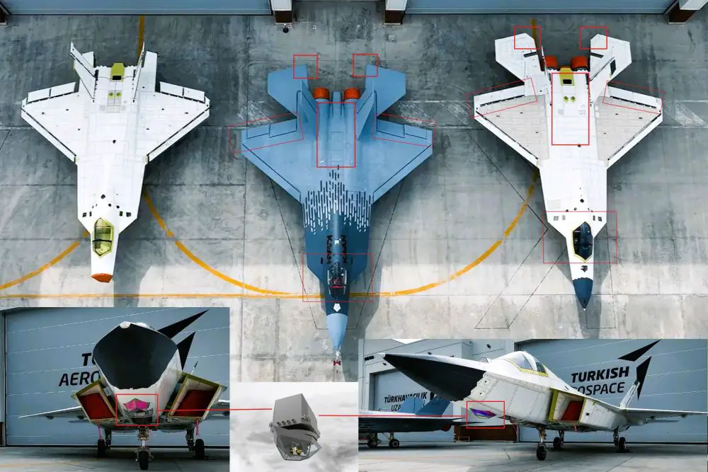 Turkish Aerospace Industries released new footage of its KAAN fighter showing three prototypes, P0, P1 and P2, signaling a shift from a single demonstrator to a structured multi-aircraft flight test program aimed at advancing Türkiye’s indigenous fifth-generation combat capability (Picture Source: Turkish Aerospace Industries / Aselsan)