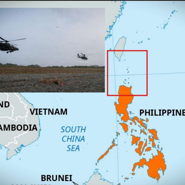 U.S. Army AH-64 Apache helicopters demonstrated an evolving long-range maritime air assault capability during Balikatan 2026 in the northern Philippines, highlighting their role in supporting distributed operations and rapid force projection near the South China Sea (Picture Source: U.S. Army)