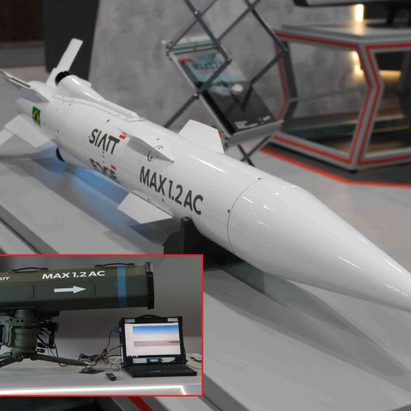 The MAX 1.2 AC is a Brazilian-designed, EDGE-backed anti-tank missile that pairs man-portable flexibility with a tandem warhead and fire-and-forget guidance for use against modern armor and fortified positions (Picture Source: Army Recognition Group / SIATT)