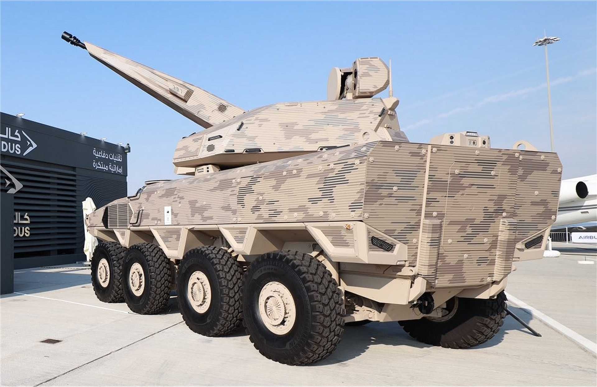 The Damita is a new Emirati 8x8 self-propelled anti-aircraft gun system integrating Rheinmetall’s Skyranger 35 turret, guided missiles, and a high-energy laser weapon, designed to provide layered counter-UAS and short-range air defense capabilities.