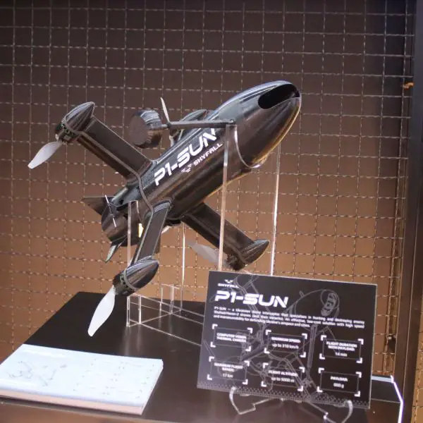 At BEDEX 2026 in Brussels, Ukrainian company SkyFall presented its P1-SUN interceptor drone as a low-cost solution designed to help European and NATO air defenses counter large numbers of Shahed-type attack drones (Picture Source: Army Recognition)