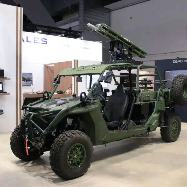At BEDEX 2026 in Brussels, Thales unveiled a Polaris light tactical vehicle equipped with the FZ605 five-tube 70 mm rocket launcher, presenting a compact mobile fire-support solution designed to give light ground forces rapid precision strike capability (Picture Source: Army Recognition)