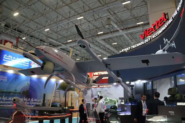 At Saha Expo 2026, Vietnam’s defense company Viettel showcases a mock-up of its new VTUAV-M medium-range reconnaissance unmanned aerial vehicle designed for intelligence gathering, target acquisition, and real-time battlefield surveillance.