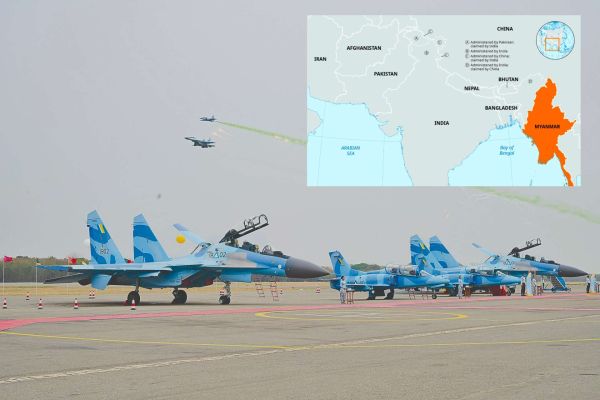 Myanmar commissioned two Su-30SME multirole fighters, adding new aircraft to the upper tier of its combat air fleet (Picture Source: Social Media / Britannica)