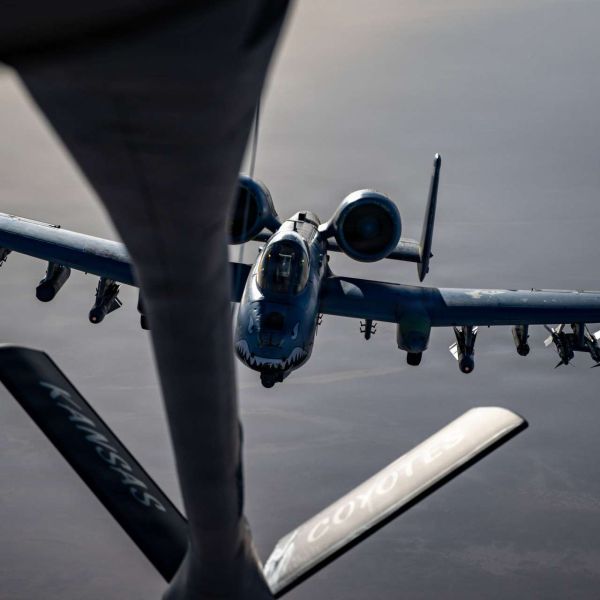 U.S. Central Command released imagery showing U.S. Air Force A-10 Thunderbolt II aircraft refueling in flight while supporting Operation Epic Fury, highlighting the jet’s endurance and apparent multi-role combat loadout in an ongoing campaign targeting Iran-linked threats (Picture Source: U.S. CENTCOM)
