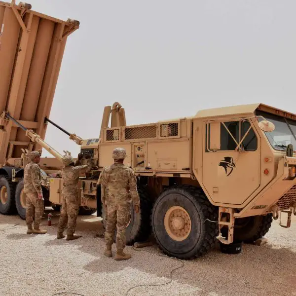 U.S. Army THAAD launcher provides a high‑altitude ballistic missile defense layer, intercepting short‑, medium‑ and some intermediate‑range threats during their final phase, strengthening protection against potential Iranian missile attacks.