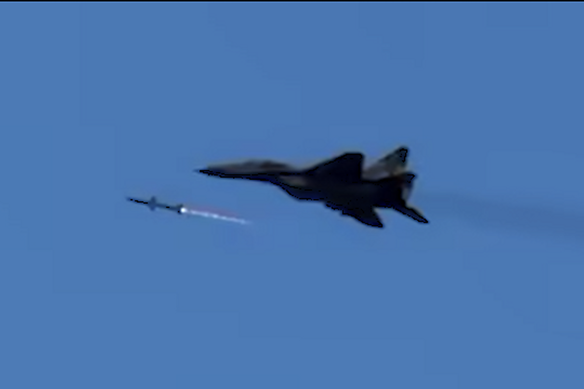 In newly released footage, a Ukrainian MiG-29 launches anti-radiation missiles to suppress Russian radar-guided air defenses, executing a tactical SEAD strike aimed at clearing the skies for follow-on attacks (Picture Source: Ukrainian Air Force)