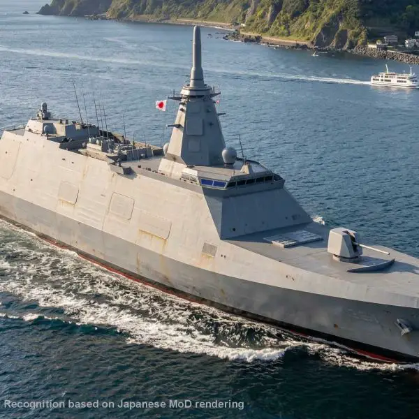 The integration of the improved Type 12 anti-ship missile into the Upgraded Mogami class extends the engagement envelope beyond that of previous Japanese escort ships, introducing a stand-off strike capability that changes how these vessels can be employed. (Picture source: AI visual by Army Recognition based on Japanese MoD rendering)