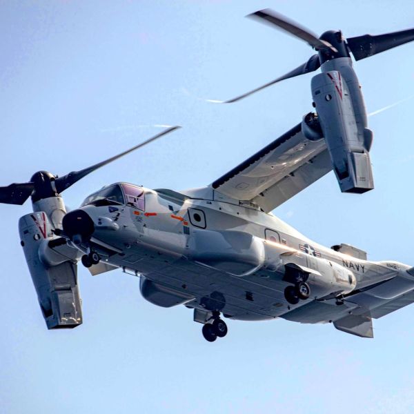 The MV-22 Osprey is a U.S. military tiltrotor aircraft that combines vertical takeoff and landing capabilities with the speed and range of a turboprop plane, making it ideal for rapid assault, transport, and special operations missions (Picture Source: United States Naval Institute)