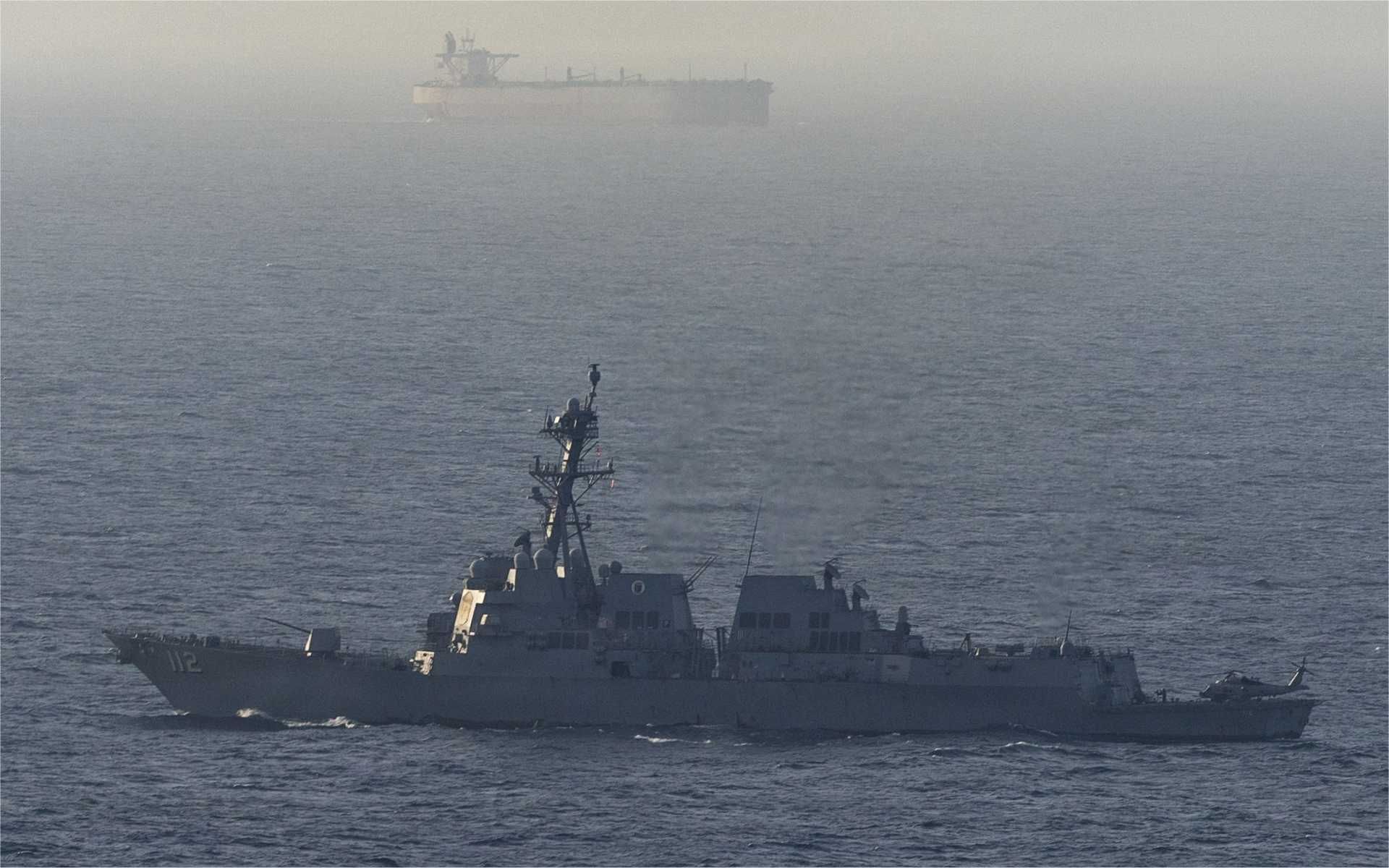 U.S. Navy Arleigh Burke-class guided-missile destroyer USS Michael Murphy (DDG 115) patrols the Arabian Sea during a maritime blockade against ships entering or exiting Iranian ports and coastal areas, April 15, 2026.
