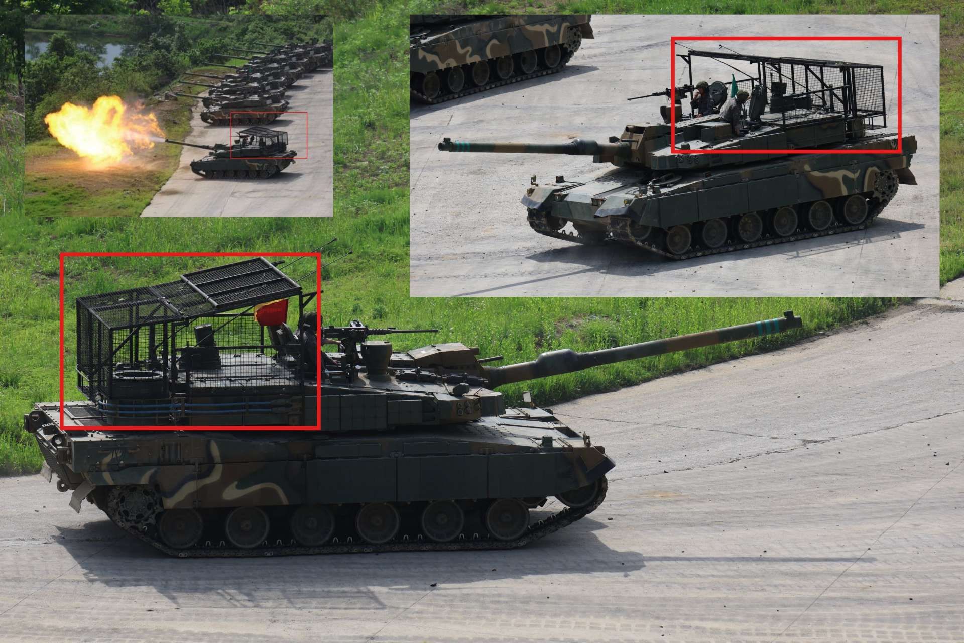 Open-source images circulating in late December suggest that South Korea is evaluating improvised anti-drone cage armor on its K2 Black Panther main battle tanks during live-fire training, reflecting growing concern over the battlefield impact of FPV drones and loitering munitions (South Korean Social Media)
