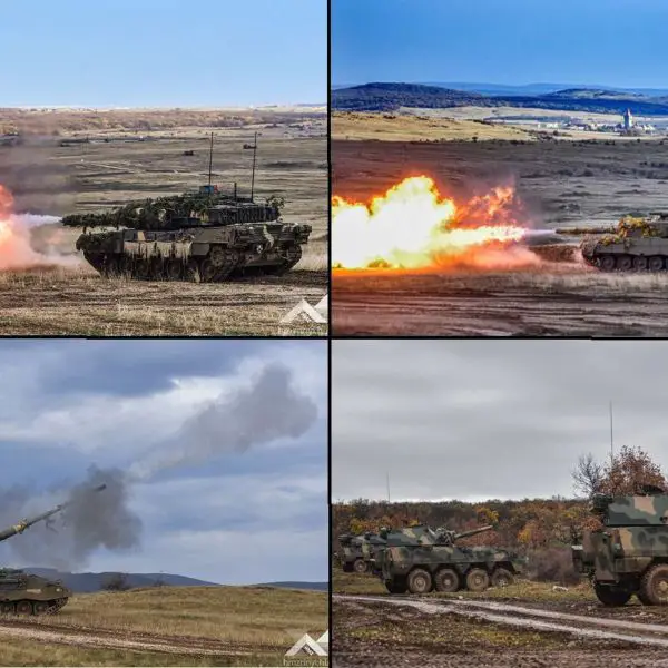 By bringing Hungarian Leopard 2A4/2A7HU tanks, Slovak tanks, modern 8x8 armored vehicles and both nations’ 155 mm self-propelled howitzers onto the same firing line, Exercise Breakthrough 2025 turns the V4’s political will into observable combat capability (Picture Source: Hungarian MoD)