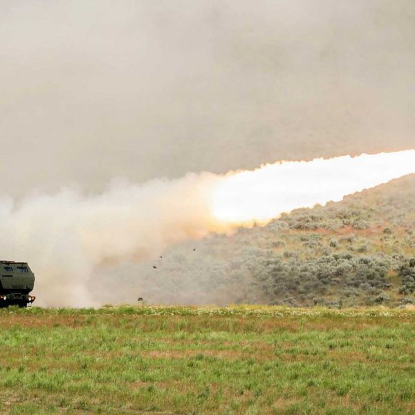 U.S. Army Soldiers assigned to Bravo Battery, 1st Battalion, 94th Field Artillery Regiment, 17th Field Artillery Brigade, launch M142 High Mobility Artillery Rocket System (HIMARS) rockets during Exercise Tiger Balm 2026 at Yakima Training Center, Washington, on May 13, 2026.