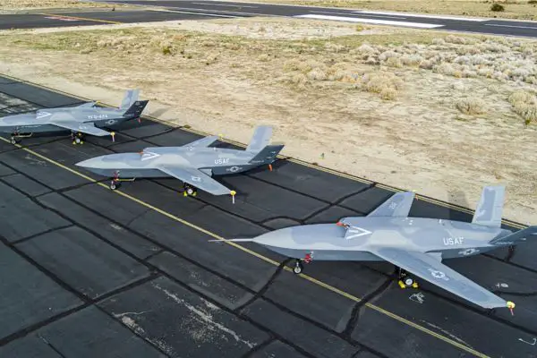 YFQ-42A Collaborative Combat Aircraft prototype during ground operations, representing the U.S. Air Force’s push toward modular third-party mission autonomy integration.