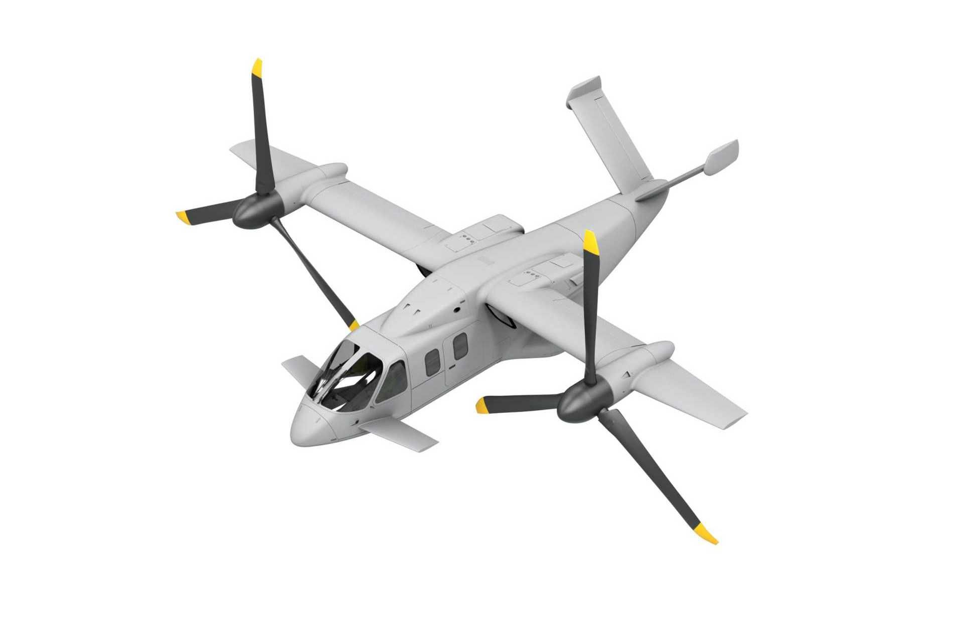 The ATA-NXM tiltrotor concept is based on several structural characteristics previously explored with the NGCTR demonstrator, including straight wings, a composite fuselage, and a V-tail equipped with vertical tips. (Picture source: Leonardo Helicopters)