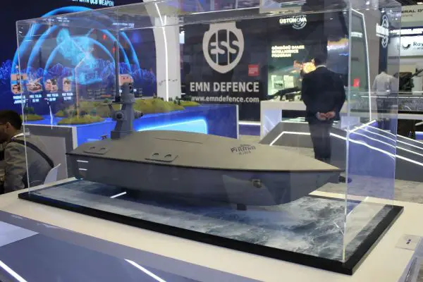 PIRANA KUSV armed with a 100 kg high-explosive warhead combines 42-knot speed, low radar signature, FLIR-based terminal guidance, and SATCOM or line-of-sight control to deliver precision kamikaze strikes against surface vessels and coastal targets at ranges exceeding 200 nautical miles (Picture source: Army Recognition Group).