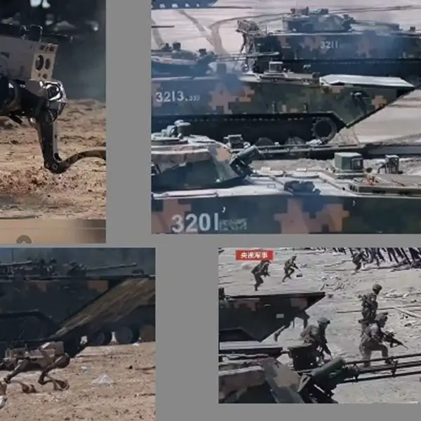 New PLA footage shows an amphibious drill near Taiwan pairing robot dogs and drones with infantry, signaling rapid manned and unmanned teaming and exposing control and survivability gaps (Picture Source: CGTN Europe)